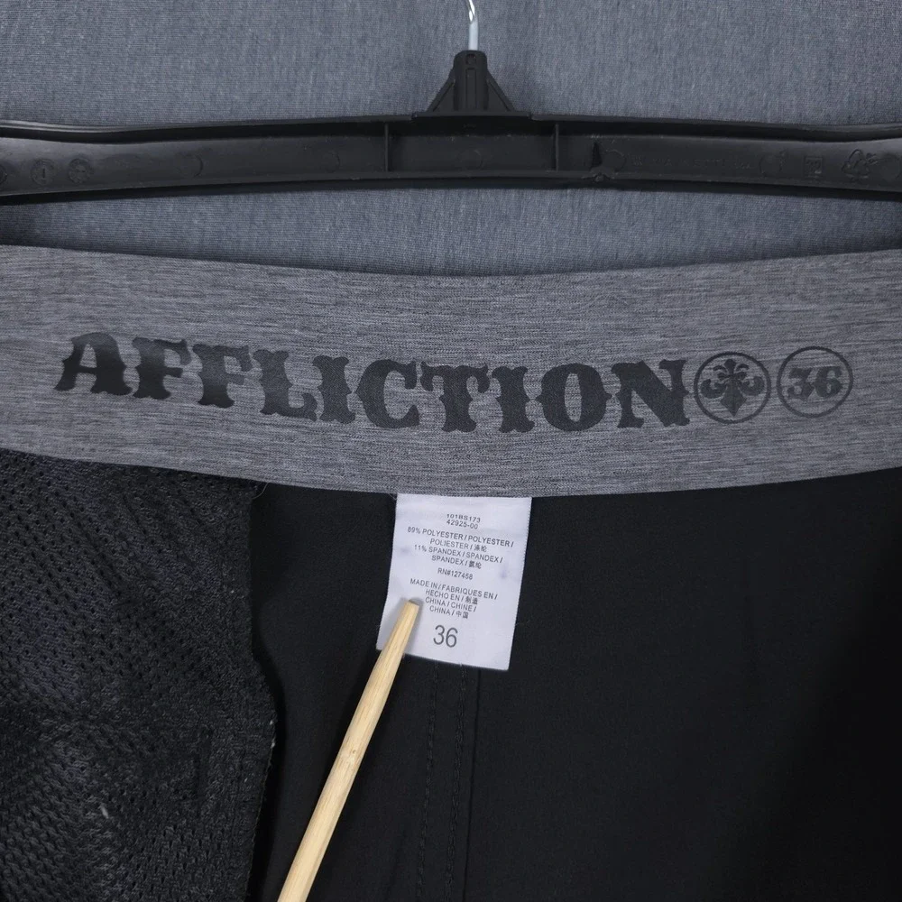 Affliction Board‎ Shorts Mens 36 (Fits 37x11.5) Black Camo Unlined Swim Trunks